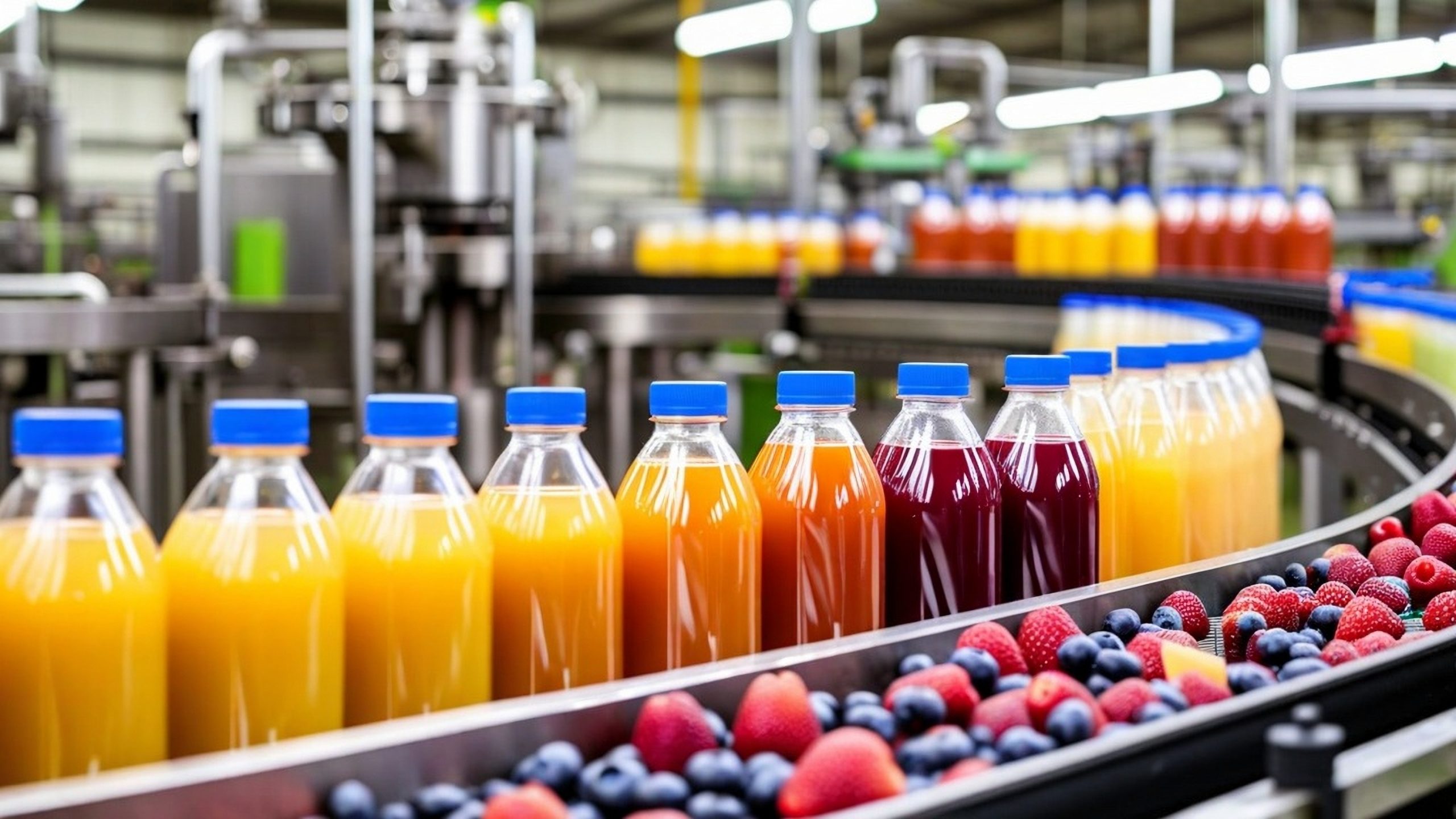 A,Fruit,And,Vegetable,Production,Line,With,Juice,Products.