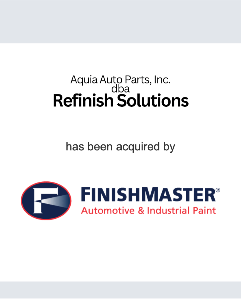 Aquia Auto Parts Company, Inc. dba Refinish Solutions has been acquired by FinishMaster, Inc.