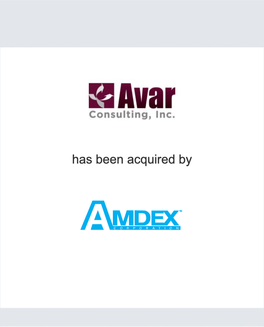 Avar Consulting, Inc. has been acquired by AMDEX Corporation